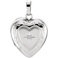 14K White Heart Locket with Diamond Accent